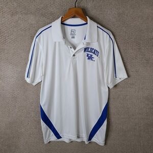 Kentucky Wildcats Shirt Mens Large White Blue Polo Pro Edge  NCAA Basketball